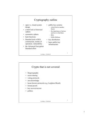 Cryptography Outline Crypto That Is Not Covered