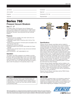 Series 765 Pressure Vacuum Breakers