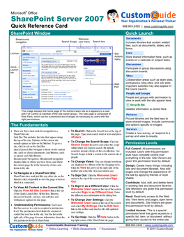 Sharepoint Quick Reference, Microsoft Sharepoint 2007 Cheat