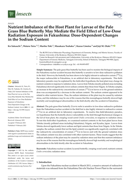 Nutrient Imbalance of the Host Plant for Larvae of the Pale Grass Blue Butterfly May Mediate the Field Effect of Low-Dose Radiat