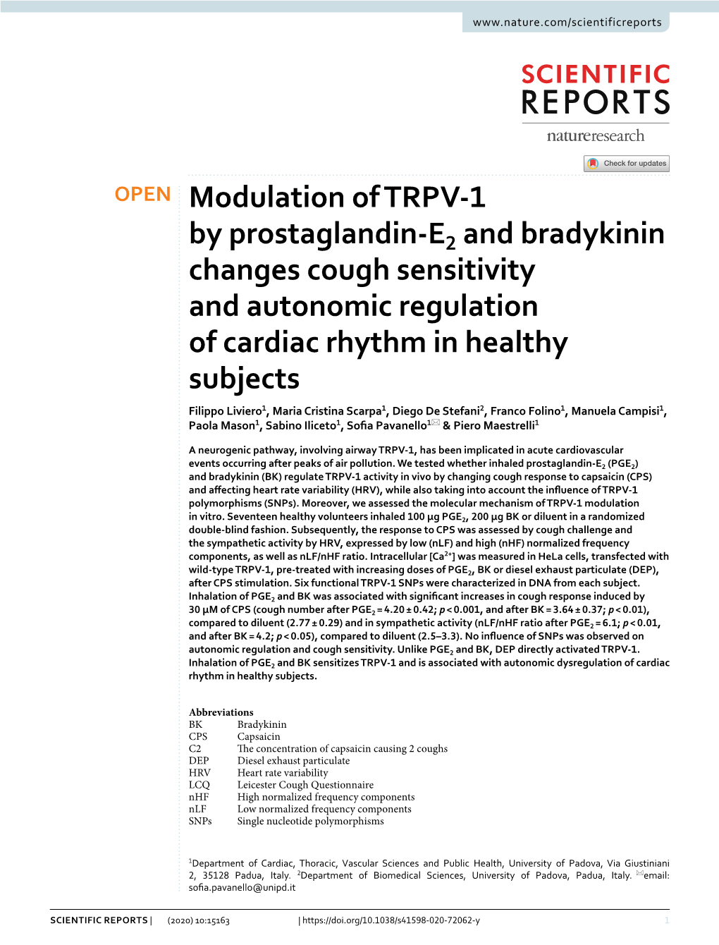Modulation of TRPV-1 by Prostaglandin-E2 and Bradykinin