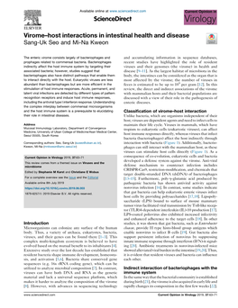 Virome–Host Interactions in Intestinal Health and Disease