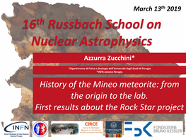 16 Russbach School on Nuclear Astrophysics