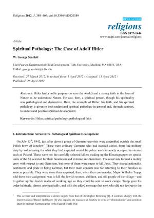 Spiritual Pathology: the Case of Adolf Hitler
