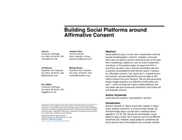 Building Social Platforms Around Affirmative Consent
