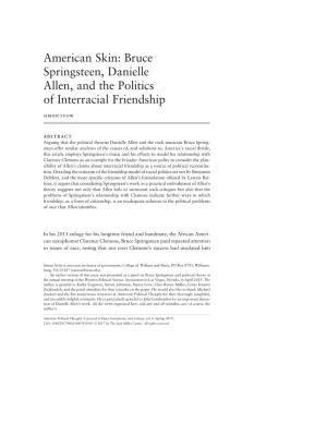 American Skin: Bruce Springsteen, Danielle Allen, and the Politics of Interracial Friendship