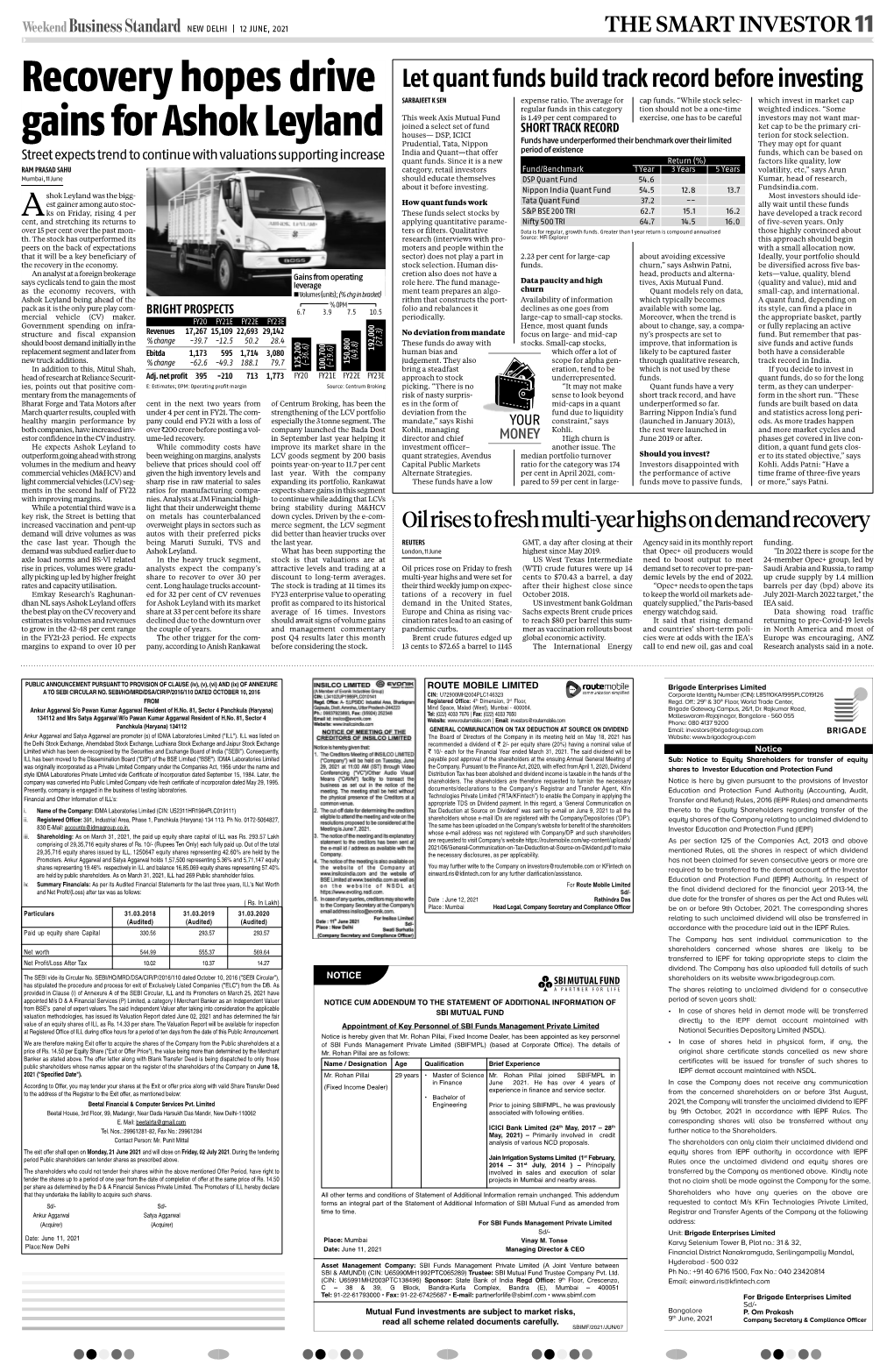 Page 1 NEW DELHI | 12 JUNE, 2021 the SMART INVESTOR 11 Let
