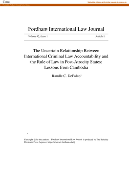 The Uncertain Relationship Between International Criminal Law Accountability and the Rule of Law in Post-Atrocity States: Lessons from Cambodia
