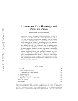 Lectures on Knot Homology and Quantum Curves