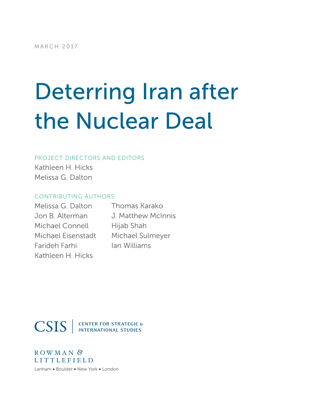 Deterring Iran After the Nuclear Deal