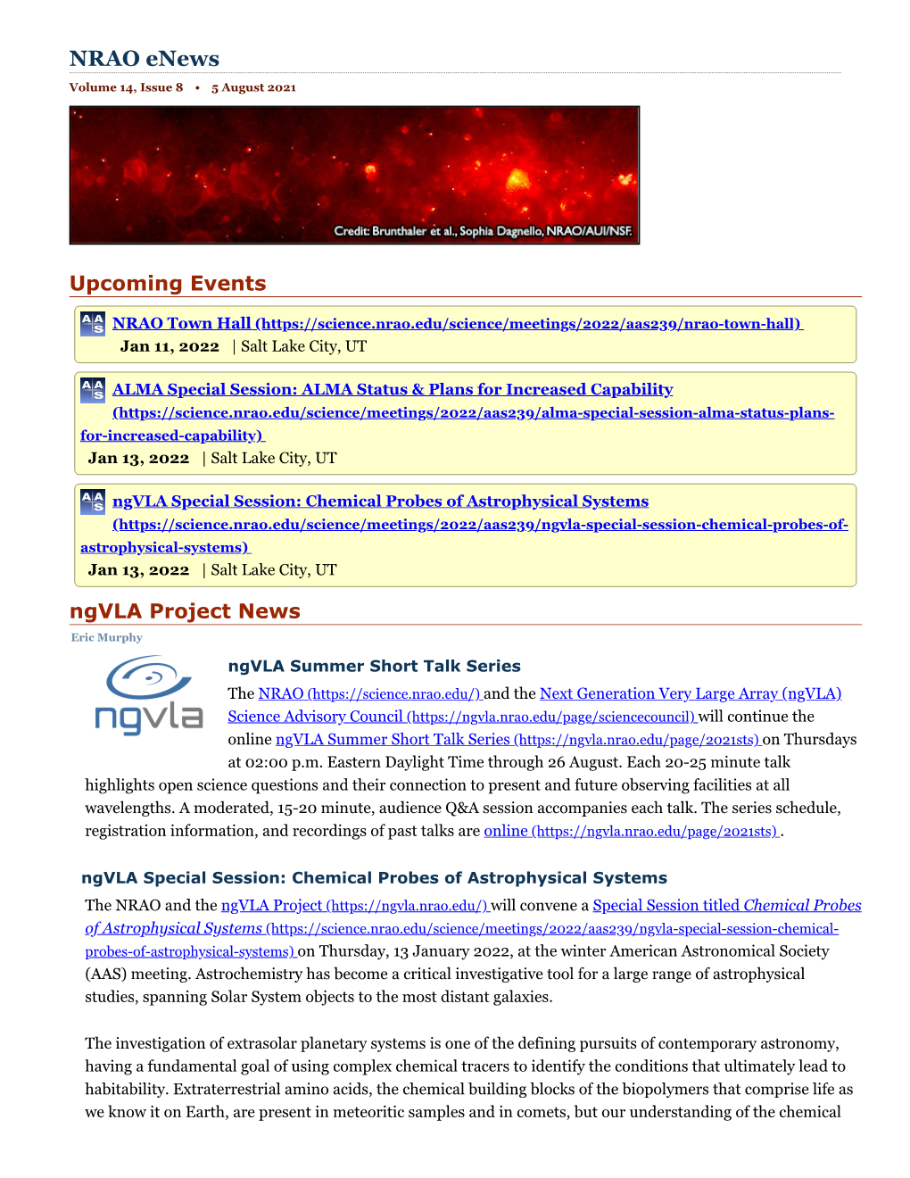 NRAO Enews Volume 14, Issue 8 • 5 August 2021