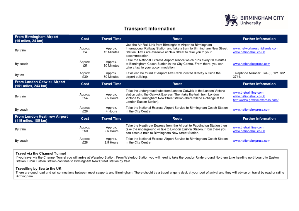 Transport Information