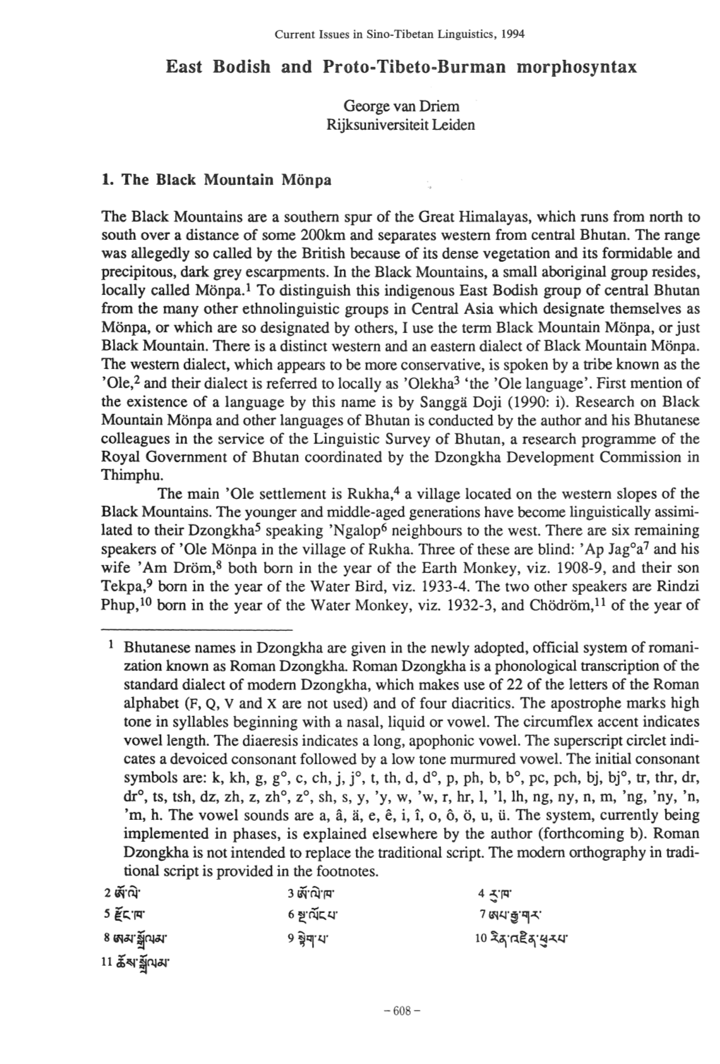 East Bodish and Proto-Tibeto-Burman Morphosyntax