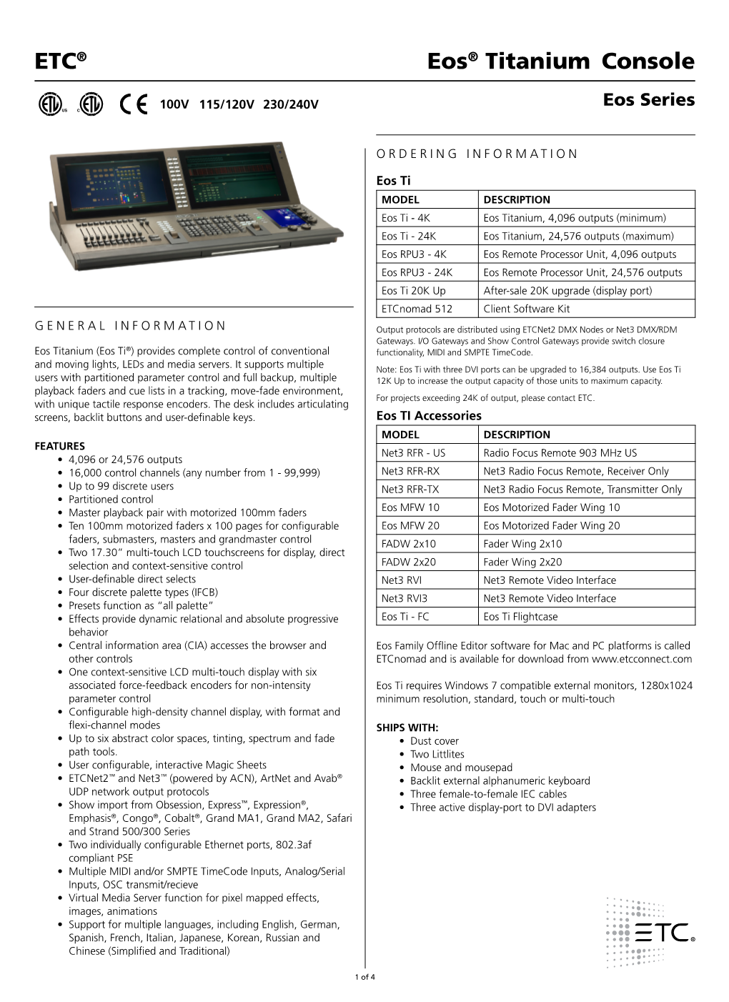 Eos® Titanium Console ETC®