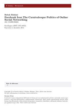 Facebook Iran the Carnivalesque Politics of Online Social Networking (Doi: 10.2383/36424)