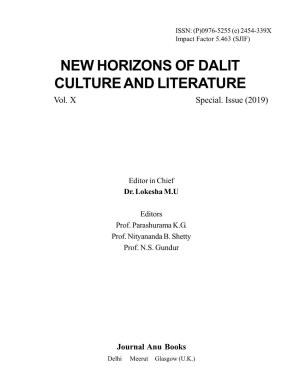 NEW HORIZONS of DALIT CULTURE and LITERATURE Vol