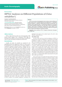 HPTLC Analyses on Different Populations of Cistus Salvifolius L