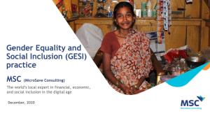 Gender Equality and Social Inclusion (GESI) Practice