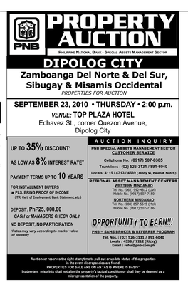 DIPOLOG CITY TCT # T-17,784 TCT # T-17,778 TCT # T-38,894 & T-38,895 Lot 2479, Poblacion, Naga, Lot 2452, Poblacion, Naga, Lot 2861 & 2859, Brgy