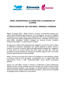 Cs Moby-Tirrenia-Toremar Raddoppio