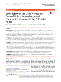 Ethnobotany of the Sierra Nevada Del Cocuy-Güicán: Climate Change and Conservation Strategies in the Colombian Andes