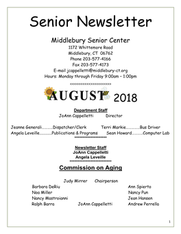 August 2018 Senior Newsletter