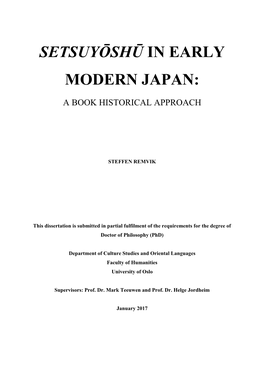 Setsuyōshū in Early Modern Japan