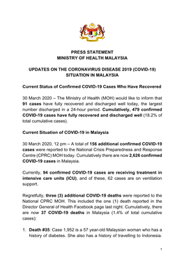 Covid-19) Situation in Malaysia