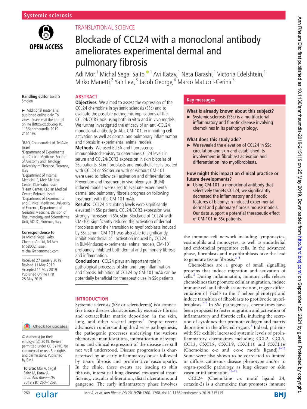 Blockade of CCL24 with a Monoclonal Antibody Ameliorates Experimental