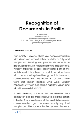 Recognition of Documents in Braille