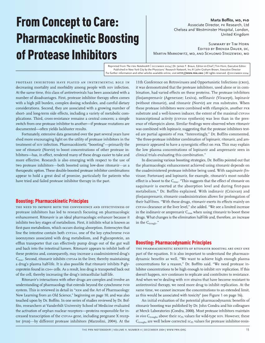 Pharmacokinetic Boosting of Protease Inhibitors