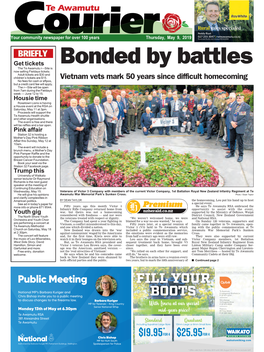 Te Awamutu Courier Thursday, May 9, 2019 Victor 3 Vets Mark 50 Years