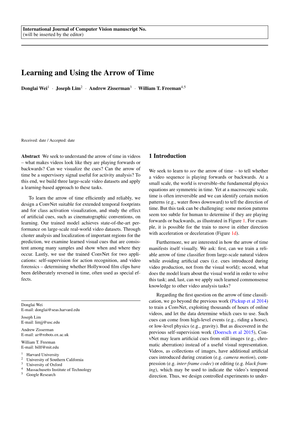 Learning and Using the Arrow of Time