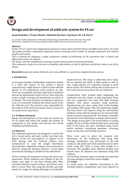 Design and Development of Solid Axle System for FS Car