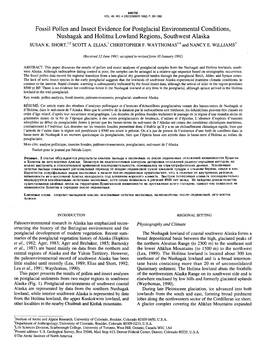 Fossil Pollen and Insect Evidence for Postglacial Environmental Conditions, Nushagak and Holitna Lowland Regions, Southwest Alaska SUSAN K