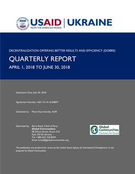 Quarterly Report April 1, 2018 to June 30, 2018