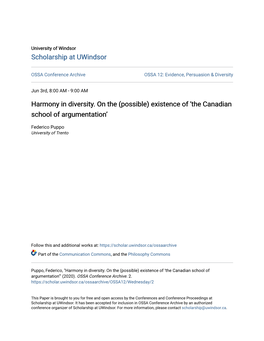(Possible) Existence of 'The Canadian School of Argumentation'
