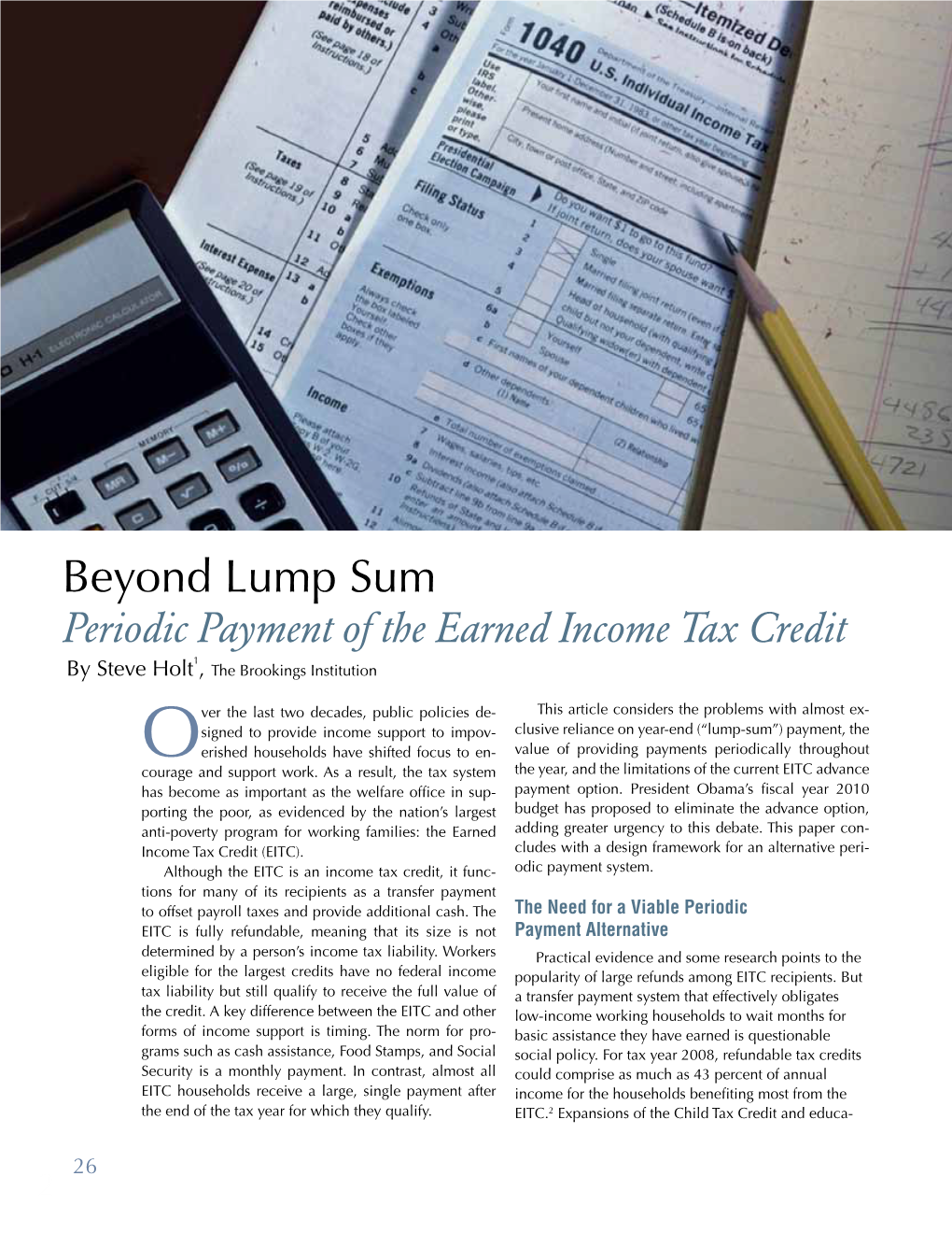 Beyond Lump Sum: Periodic Payment of the Earned Income Tax Credit