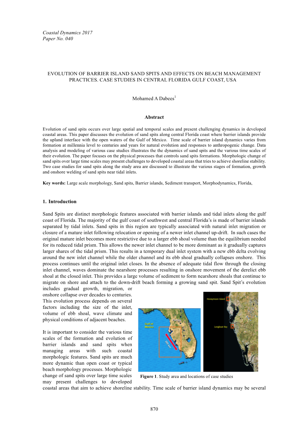 Coastal Dynamics 2017 Paper No. 040 870 EVOLUTION of BARRIER