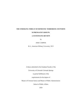 The Emerging Threat of Domestic Terrorism and White