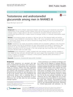 Testosterone and Androstanediol Glucuronide Among Men in NHANES III Chuan Wei Duan1 and Lin Xu2*