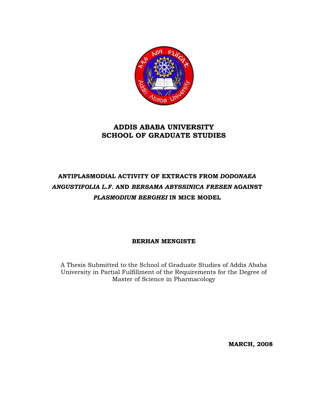 Addis Ababa University School of Graduate Studies