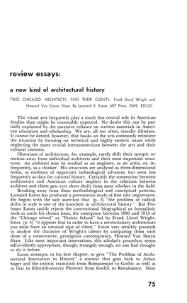 Review Essays: a New Kind of Architectural History