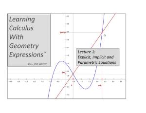 Lecture 1: Explicit, Implicit and Parametric Equations