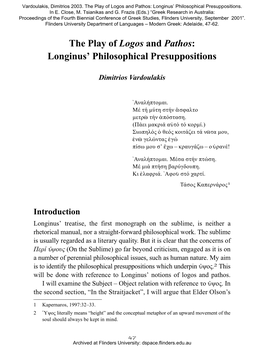 Longinus' Philosophical Presuppositions