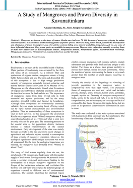 A Study of Mangroves and Prawn Diversity in Kavanattinkara