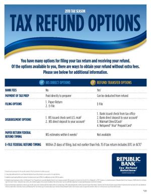 You Have Many Options for Filing Your Tax Return and Receiving Your Refund