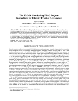 The EMMA Non-Scaling FFAG Project:1 Implications for Intensity Frontier Accelerators