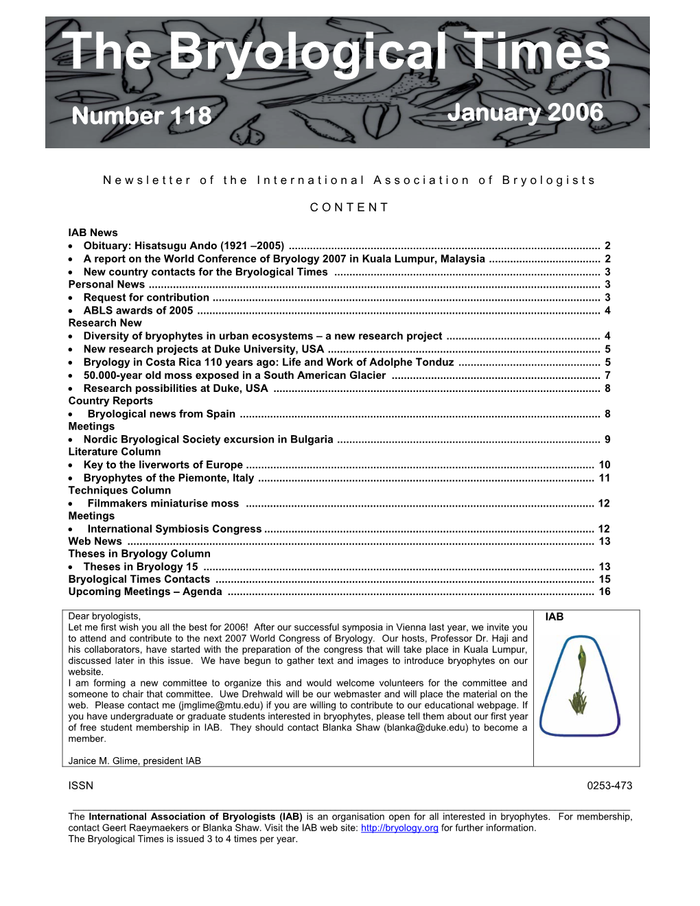 The Bryological Times Number 118 January 2006