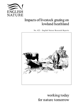 Working Today for Nature Tomorrow Impacts of Livestock Grazing On